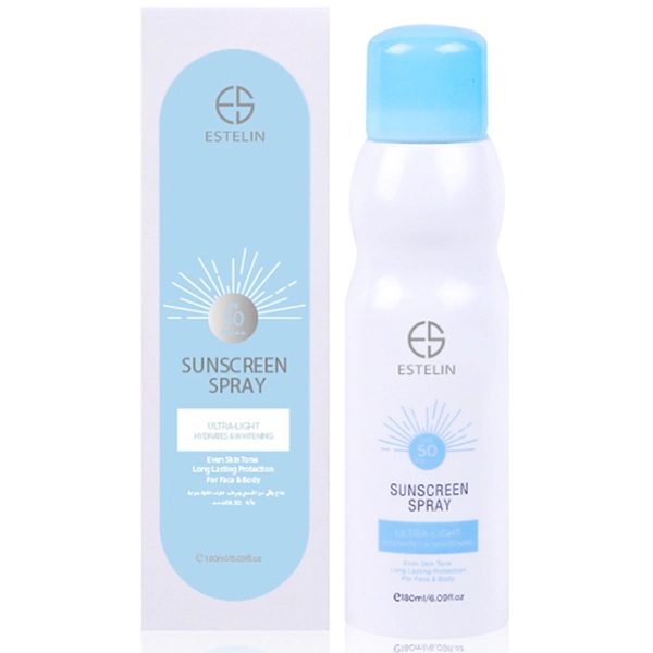 اسپری ضد آفتاب صورت و بدن استلین SPF50 آبرسان و سفید کننده 180 میل | ESTELIN SUNSCREEN SPRAY Hydrating & Whitening SPF50 180ml